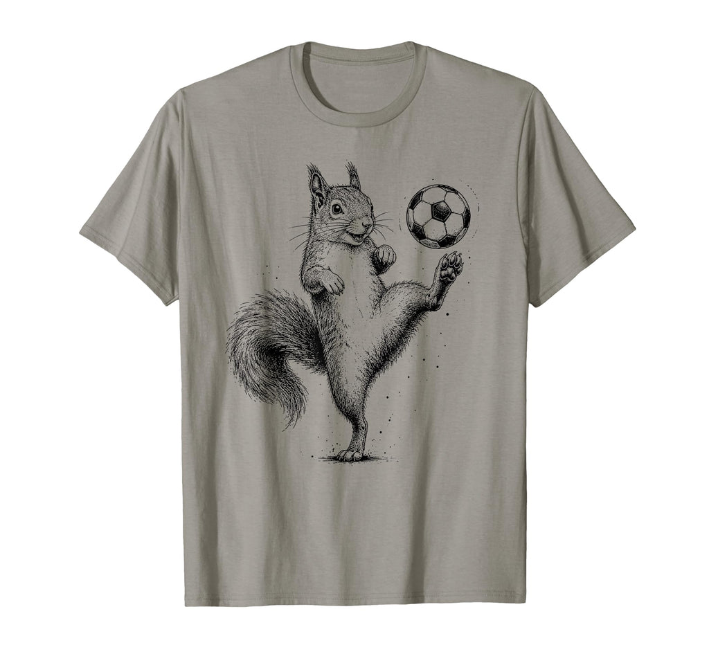 Funny Squirrel Playing Soccer Ball T-Shirt - Aesthetic Graphic Unisex