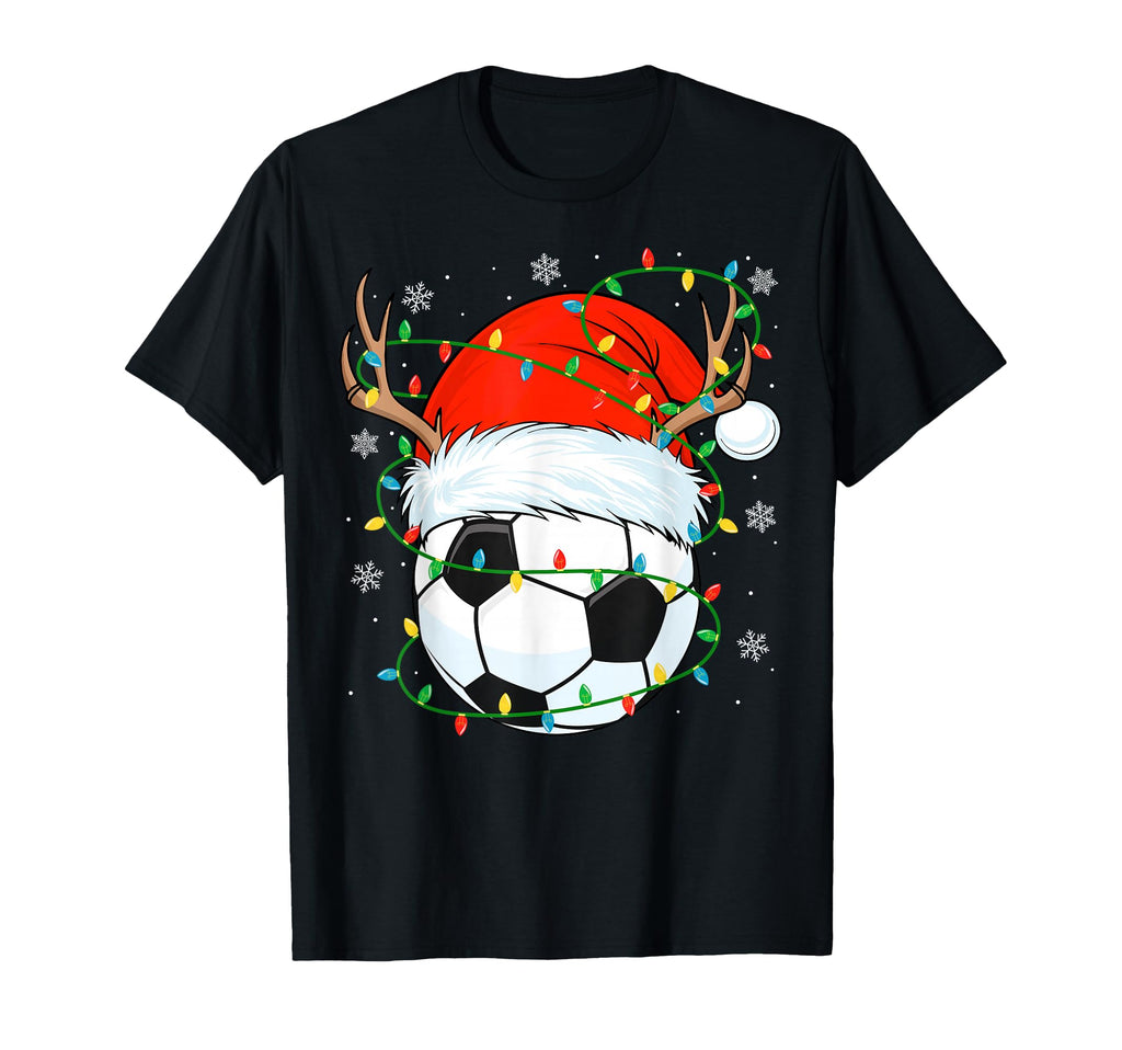 Santa Soccer Ball Lights Soccer T-Shirt - Aesthetic Graphic for Adults