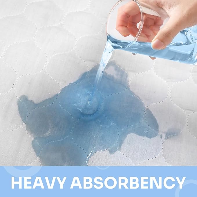 Heavy Absorbency Bed Pad, Washable and Reusable Incontinence Bed Underpads, 34"X52" (2 Pack), Waterproof Mattress Protector