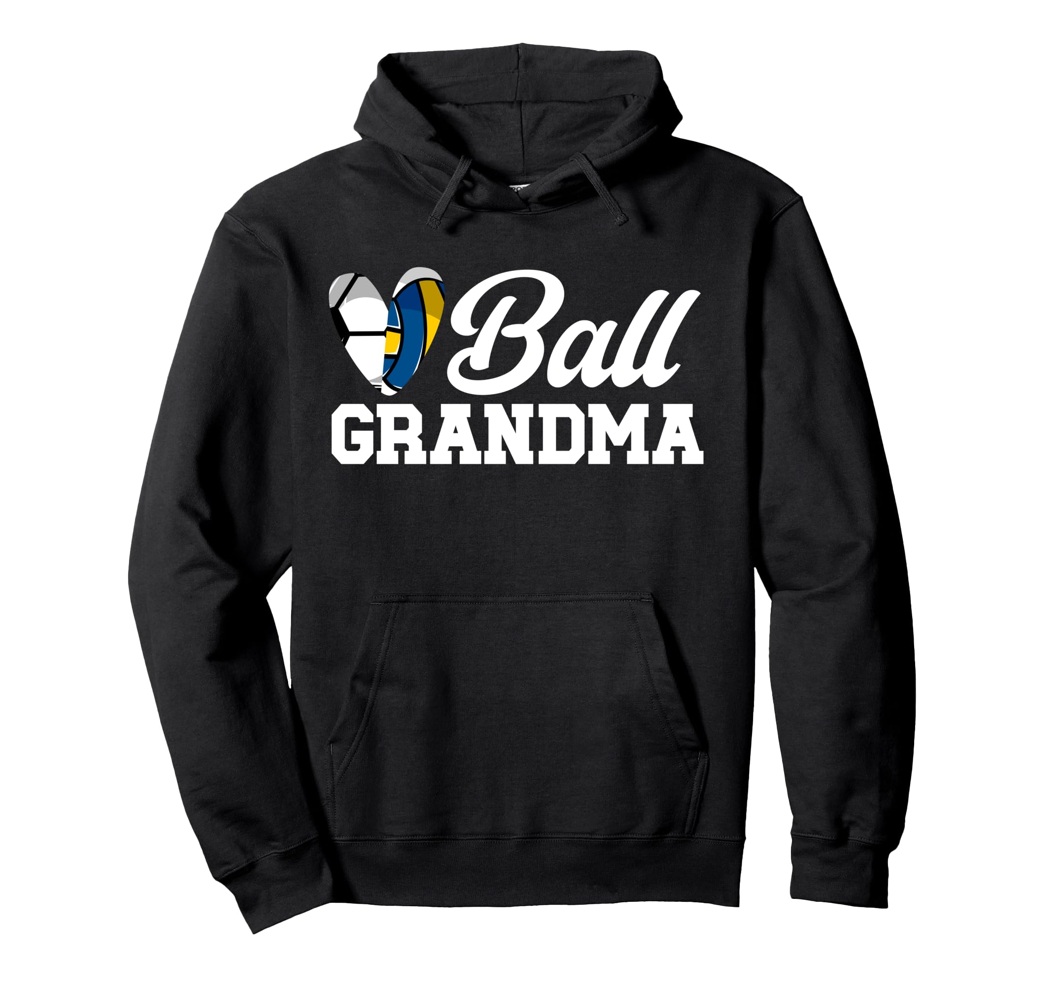 Ball Grandma Heart Volleyball Soccer Grandma Hoodie - Graphic Print Unisex