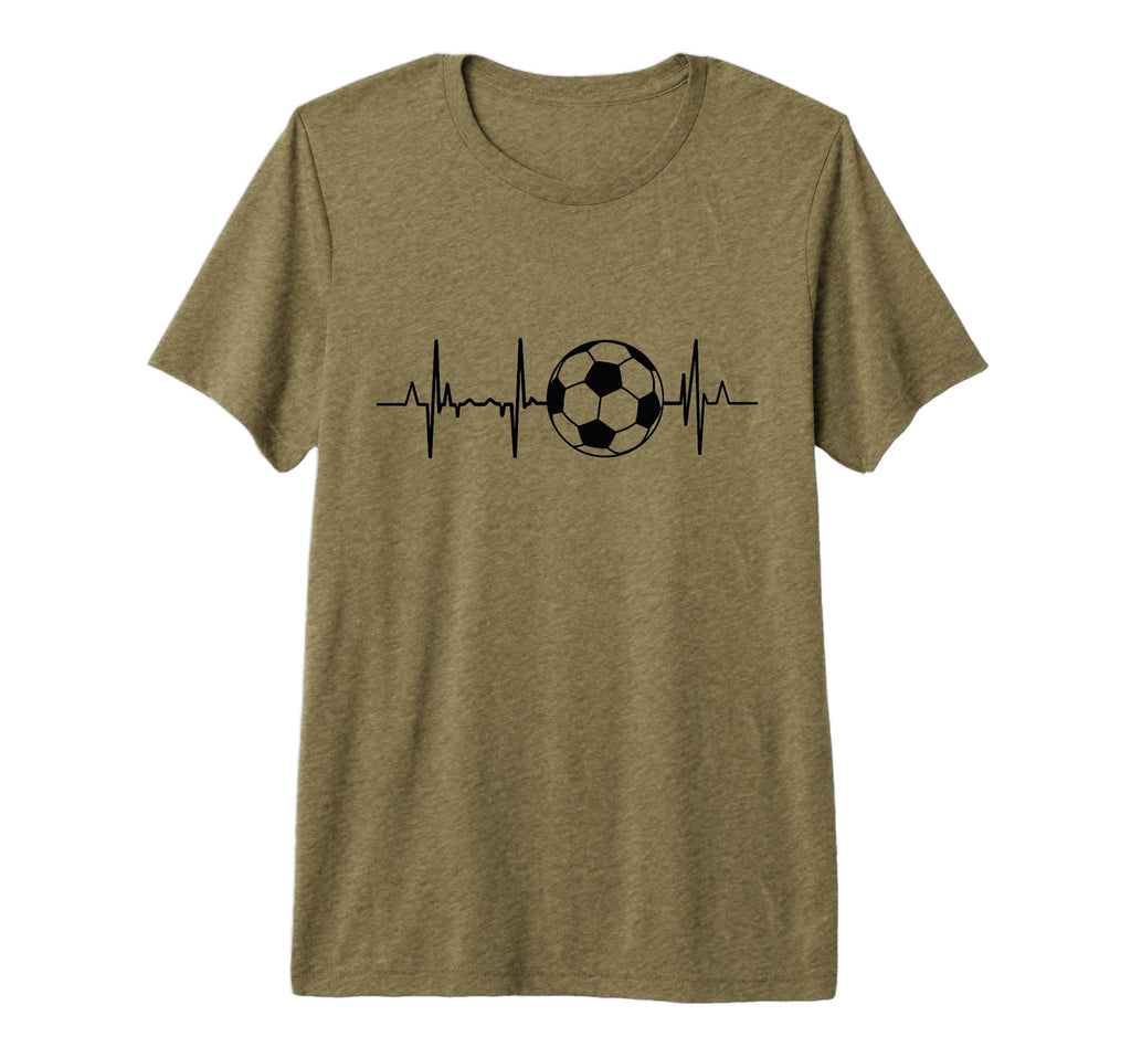 Soccer Ecg Football Heartbeat Tri Blend T-Shirt - Fun Novelty Design Unisex