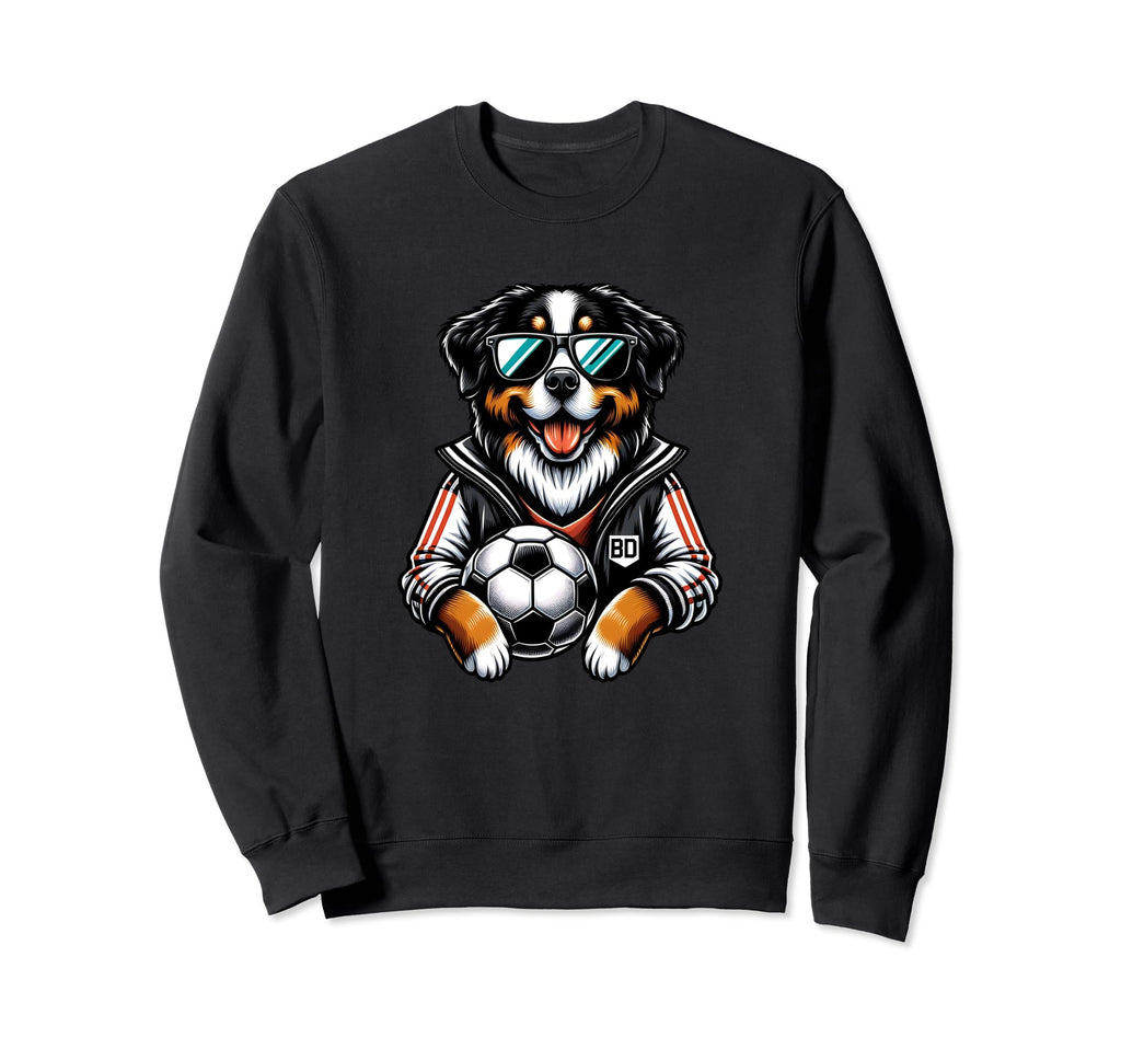 Bernese Mountain Dog Soccer Ball Sweatshirt - Minimalist Print for Adults