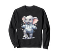 Elephant Soccer Player Striped Art Sweatshirt - Fun Novelty Design Unisex