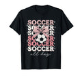 Groovy Soccer Coquette Bow Soccer All Day T-Shirt - Graphic Print Unisex