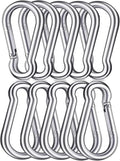 3 Inch Carabiner Spring Snap Hook Steel Clip Link Buckle Heavy Duty 8x80mm 10 Pcs for Outdoor Camping Hiking Hammock Swing, White