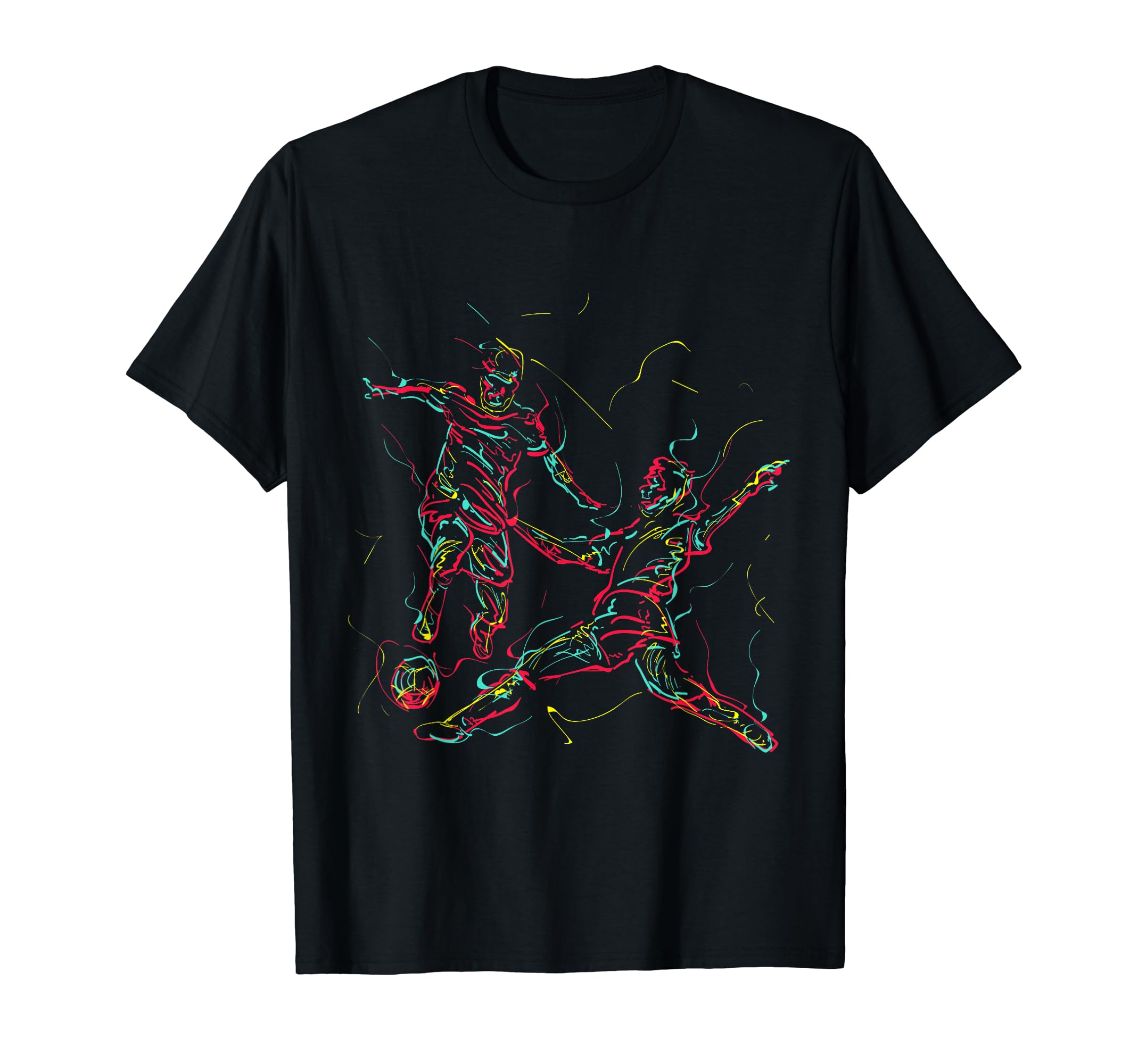 80S Colorful Soccer Players Pop T-Shirt - Unique Graphic Unisex