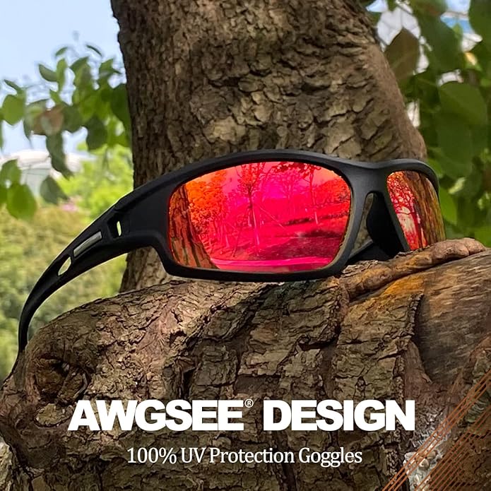 Polarized Sports Sunglasses for Men 100% UV Protection Wrap Around Unbreakable Sun Glasses for Fishing Driving