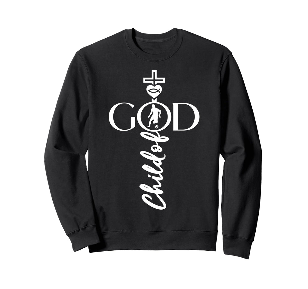 Religious Jesus Soccer Child God Sweatshirt - Unique Graphic Men Women
