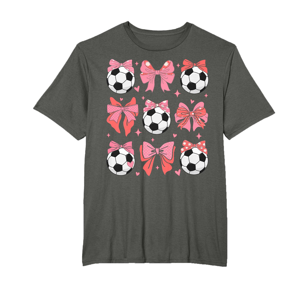 Coquette Bow Soccer Mom Family Sports T-Shirt - Trendy Graphic Unisex