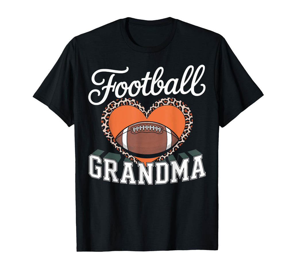 Football Grandma Heart Leopard Soccer T-Shirt - Aesthetic Graphic Unisex
