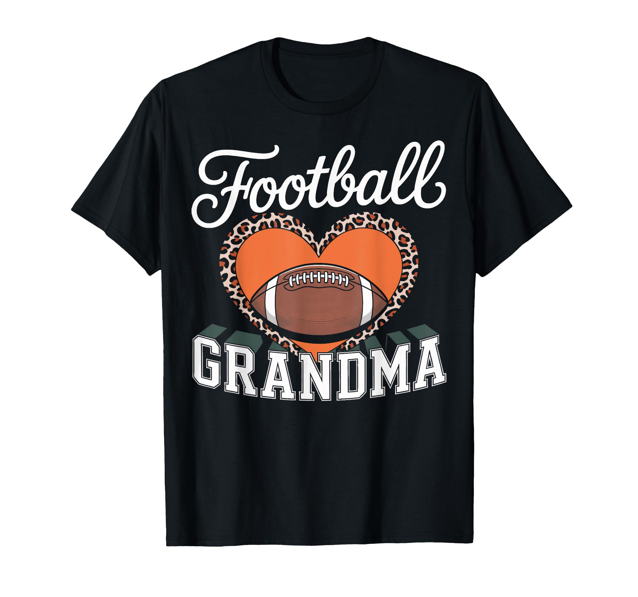 Football Grandma Heart Leopard Soccer T-Shirt - Aesthetic Graphic Unisex