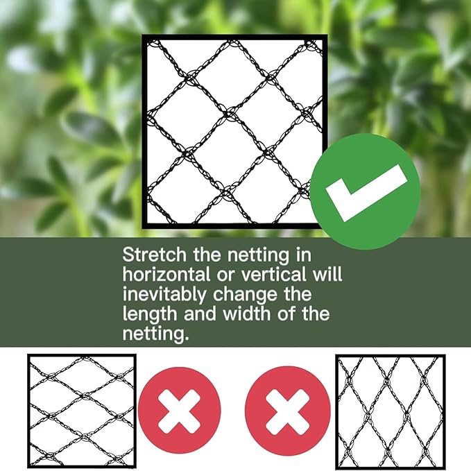 Bird Netting 7.5x65 Ft, 1/2In Mesh Heavy Duty Garden Netting Pest Barrier for Plants, Fruit Trees, Vegetables, Extra Strong Woven Mesh Netting, Animal Fencing Against Birds, Deer, Poultry