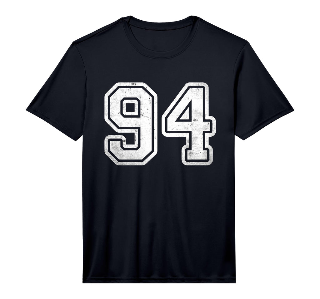 Number 94 Distressed White Sport T-Shirt - Casual Everyday Wear for Adults