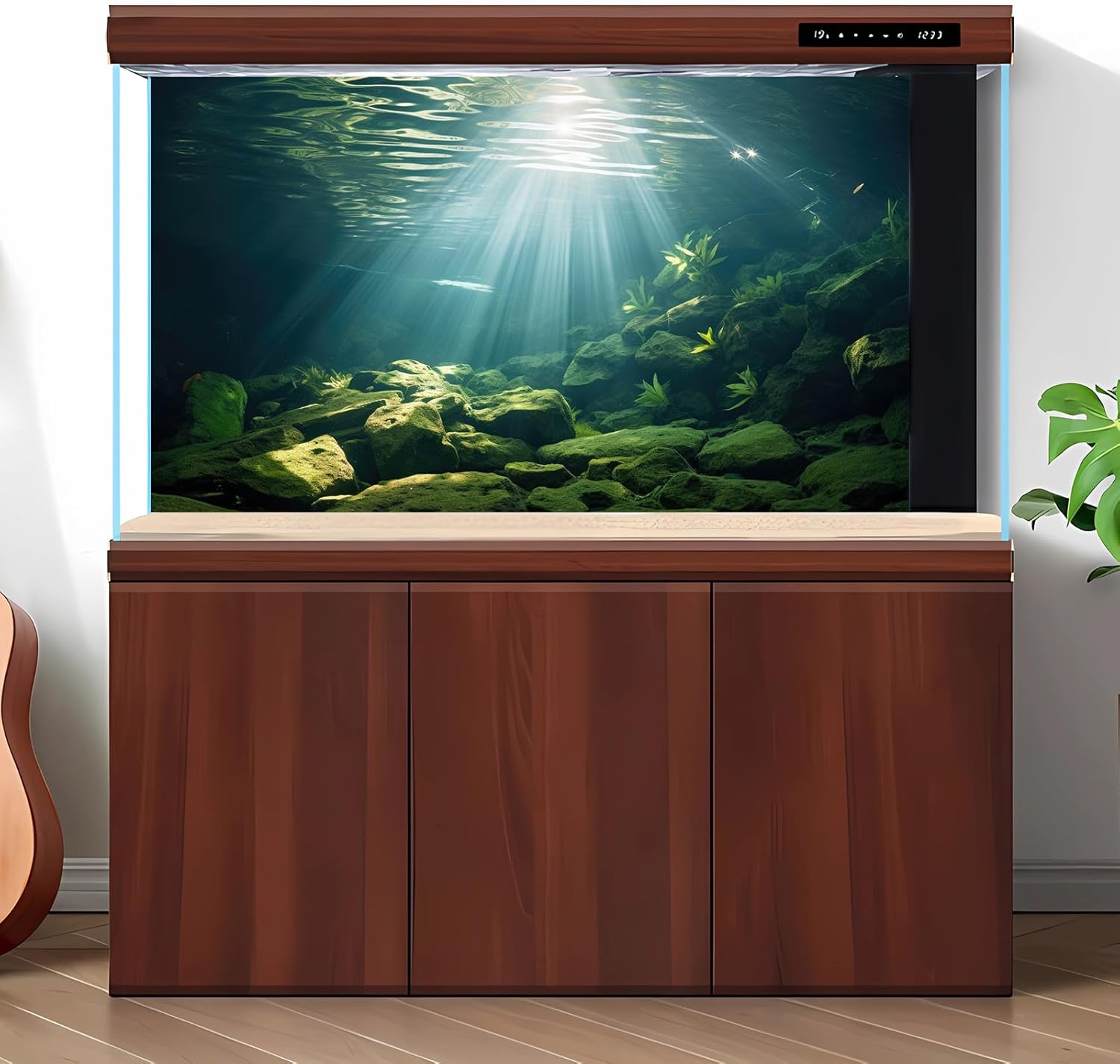 Under The Sea Aquarium Background Aquatic Plants Deep Sea Fish Tank Background Underwater Sunray Rock Terrarium Backgrounds Deep Ocean Floor Tropical Fish Tank Backgrounds 24x16in