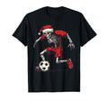 Santa Skeleton Playing Soccer T-Shirt - Fun Novelty Design for Adults