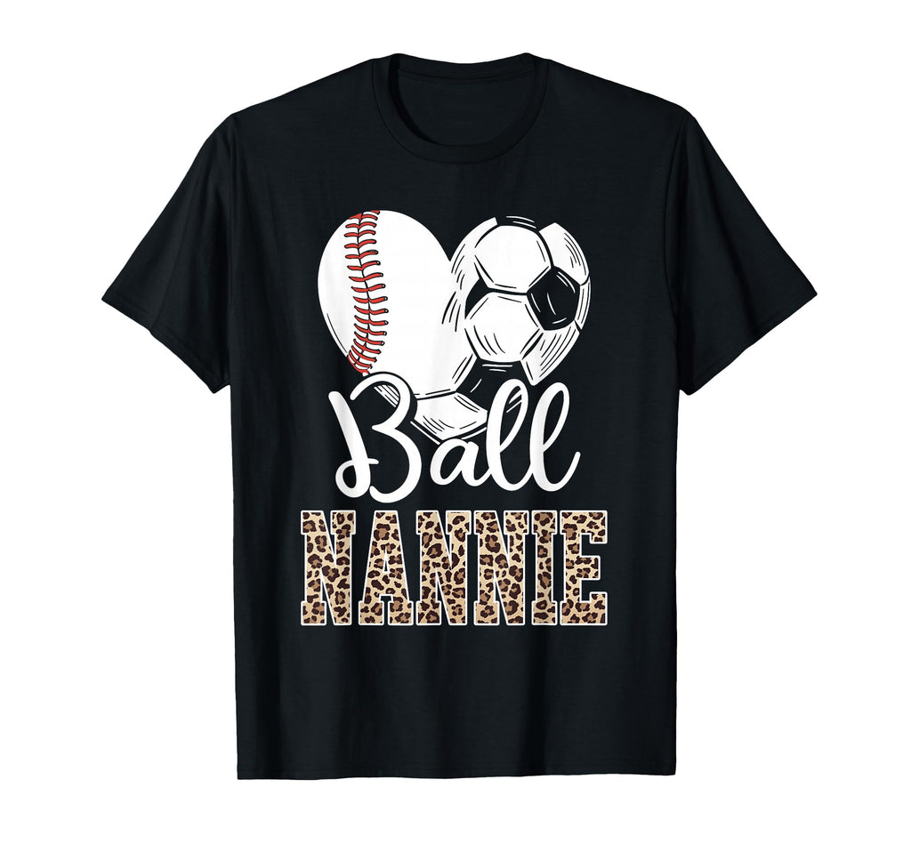 Ball Nannie Heart Baseball Soccer Nannie T-Shirt - Custom Art Print Unisex