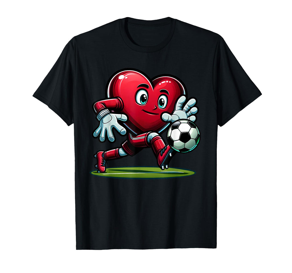 Valentines Day Heart Soccer Goalie T-Shirt - Fun Novelty Design for Adults