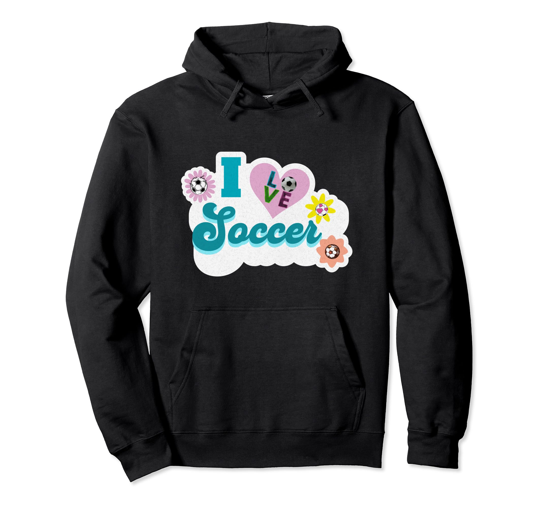 I Love Soccer Funny Soccer Flowers Hoodie - Unique Graphic for Adults