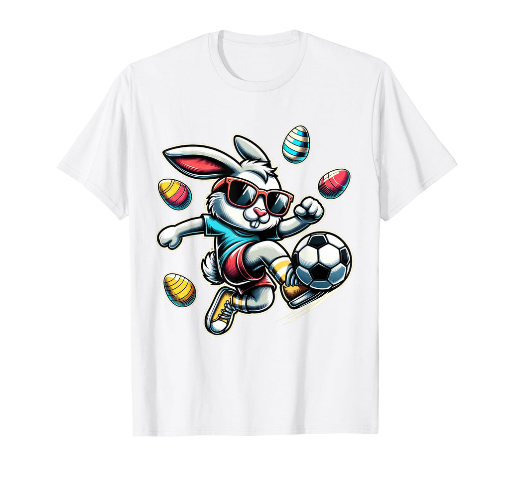 Happy Easter Soccer Easter Bunny T-Shirt - Custom Art Print for Adults