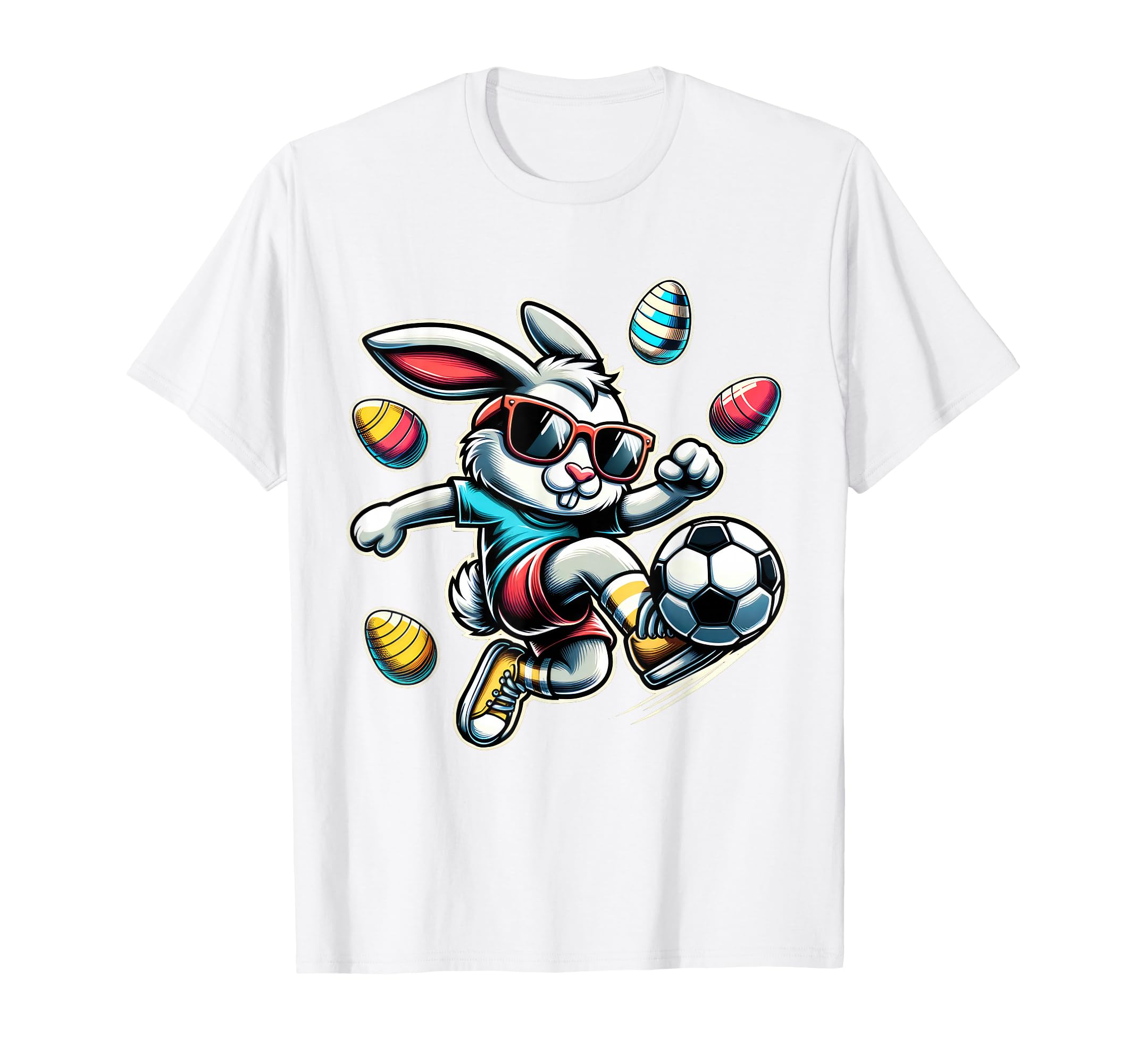Happy Easter Soccer Easter Bunny T-Shirt - Custom Art Print for Adults