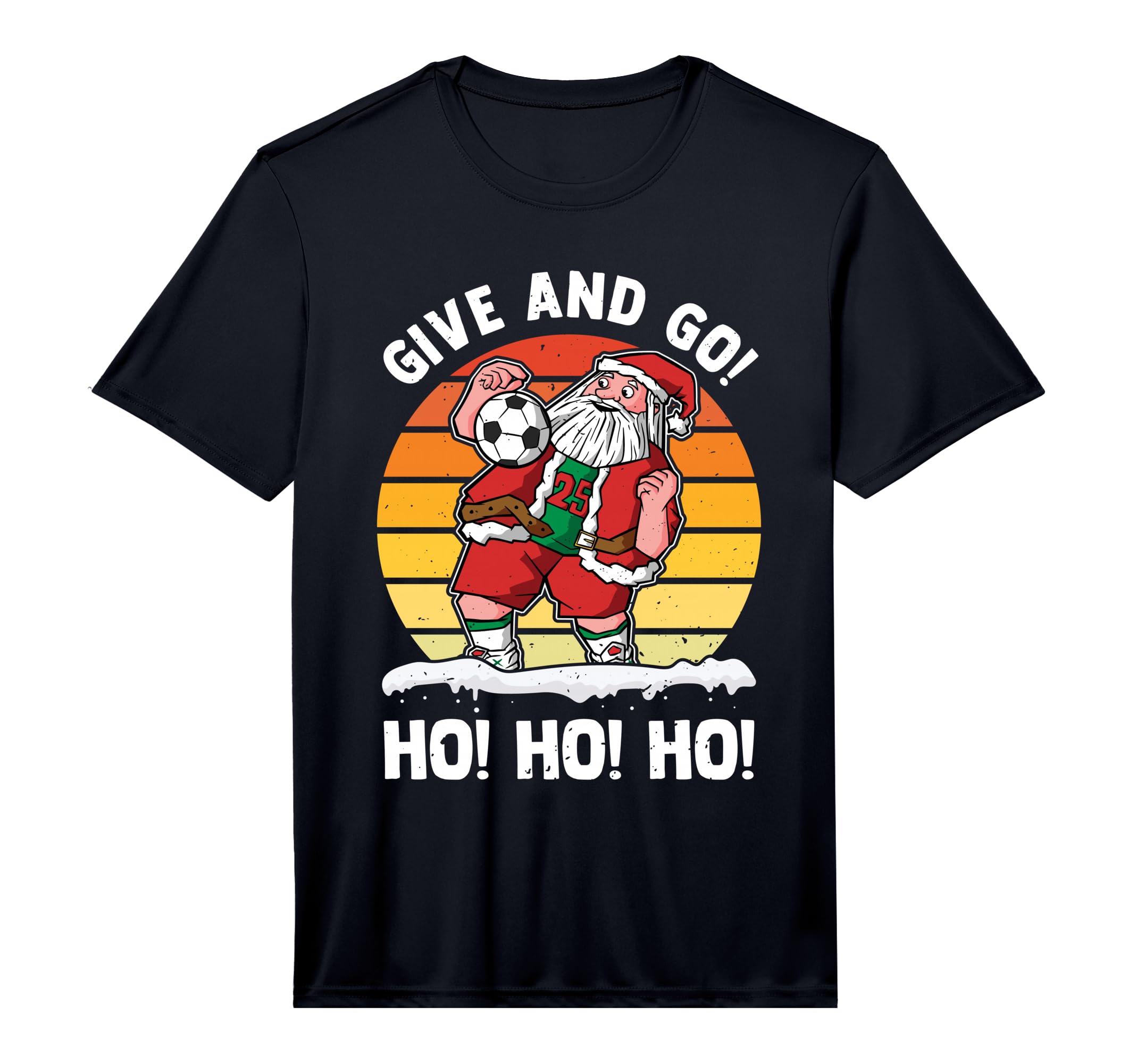 Give And Go Ho Ho Ho Funny Santa Soccer T-Shirt - Unique Graphic Men Women