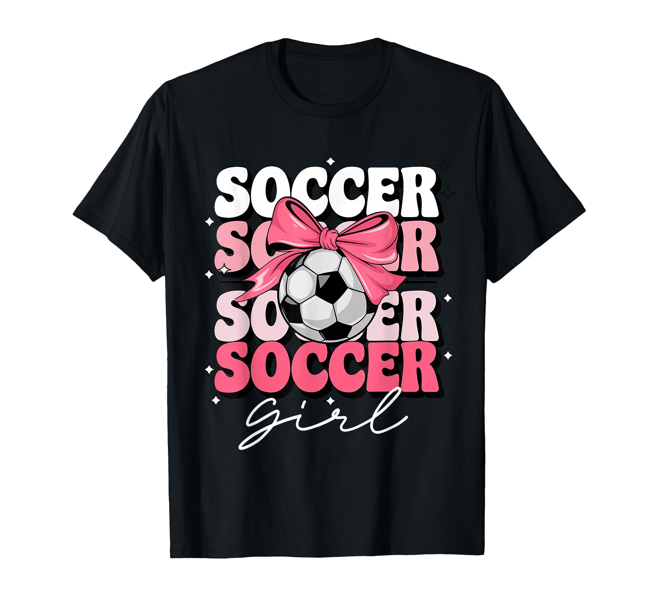 Groovy Soccer Coquette Bow Soccer T-Shirt - Unique Graphic Men Women