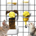 kathson Automatic Rabbit Feeder and Waterer Set, Gravity Pet Food Water Dispenser Bunny Pellet Feeder Small Animal Feeding & Watering Supplies for Guinea Pig Ferret Crate Accessories (Yellow)