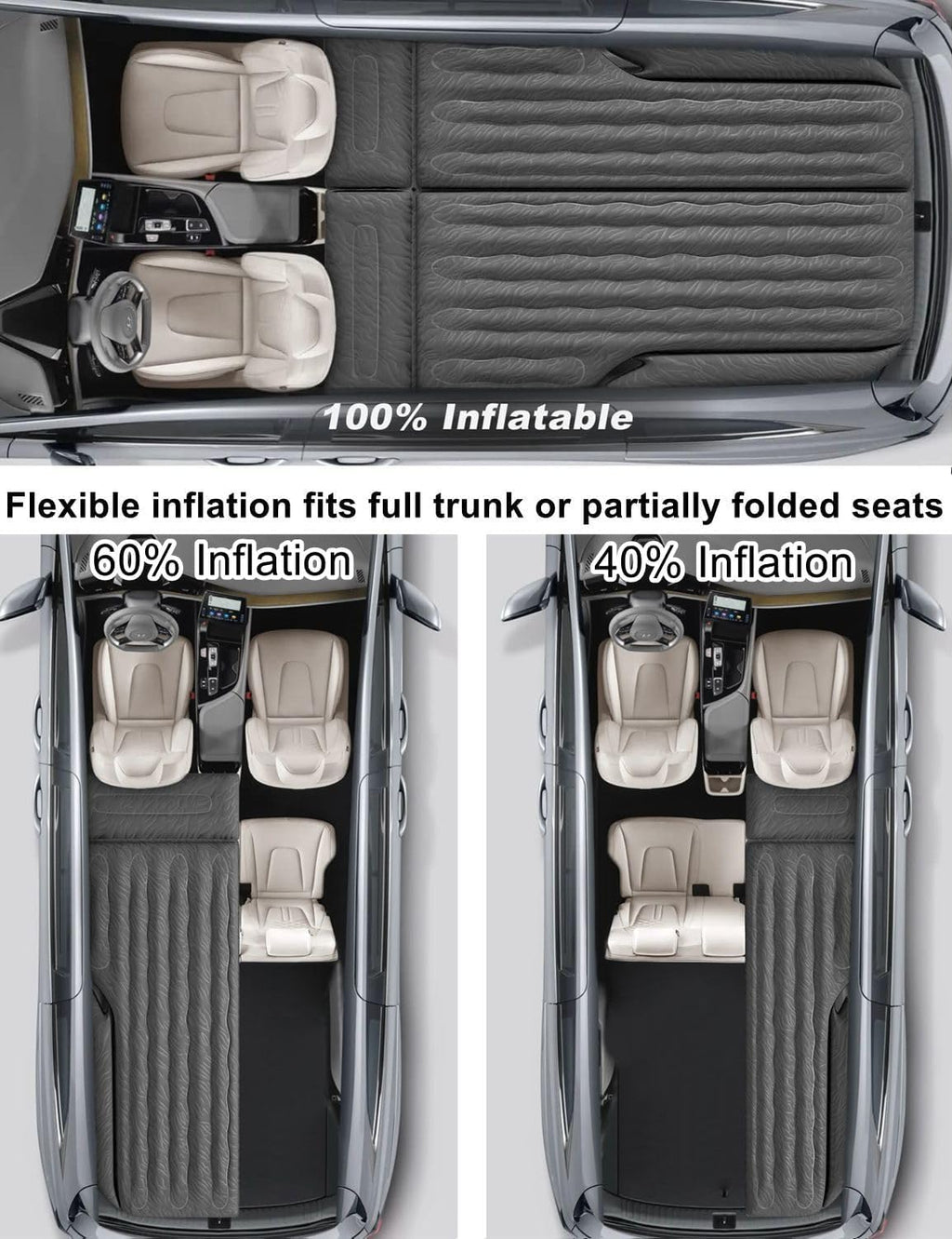 Umbrauto 63in Extended SUV Mattress Quick Inflate, Includes Pump & 2 Pillows,Black