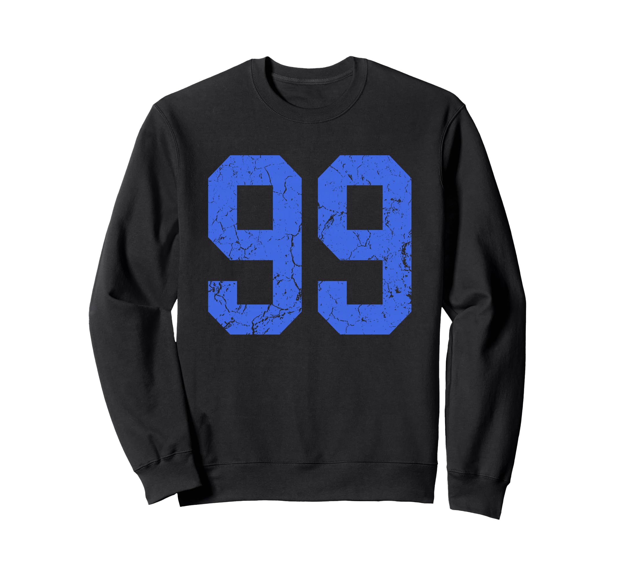 Distressed Royal Blue Number 99 Jersey Sweatshirt - Novelty Apparel Unisex