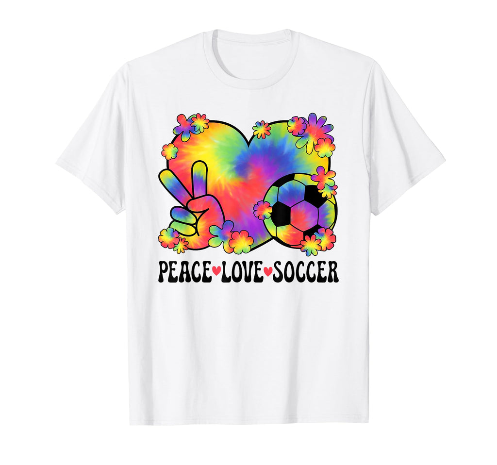 Peace Love Soccer Lover 60S 70S Hippie T-Shirt - Minimalist Print Unisex