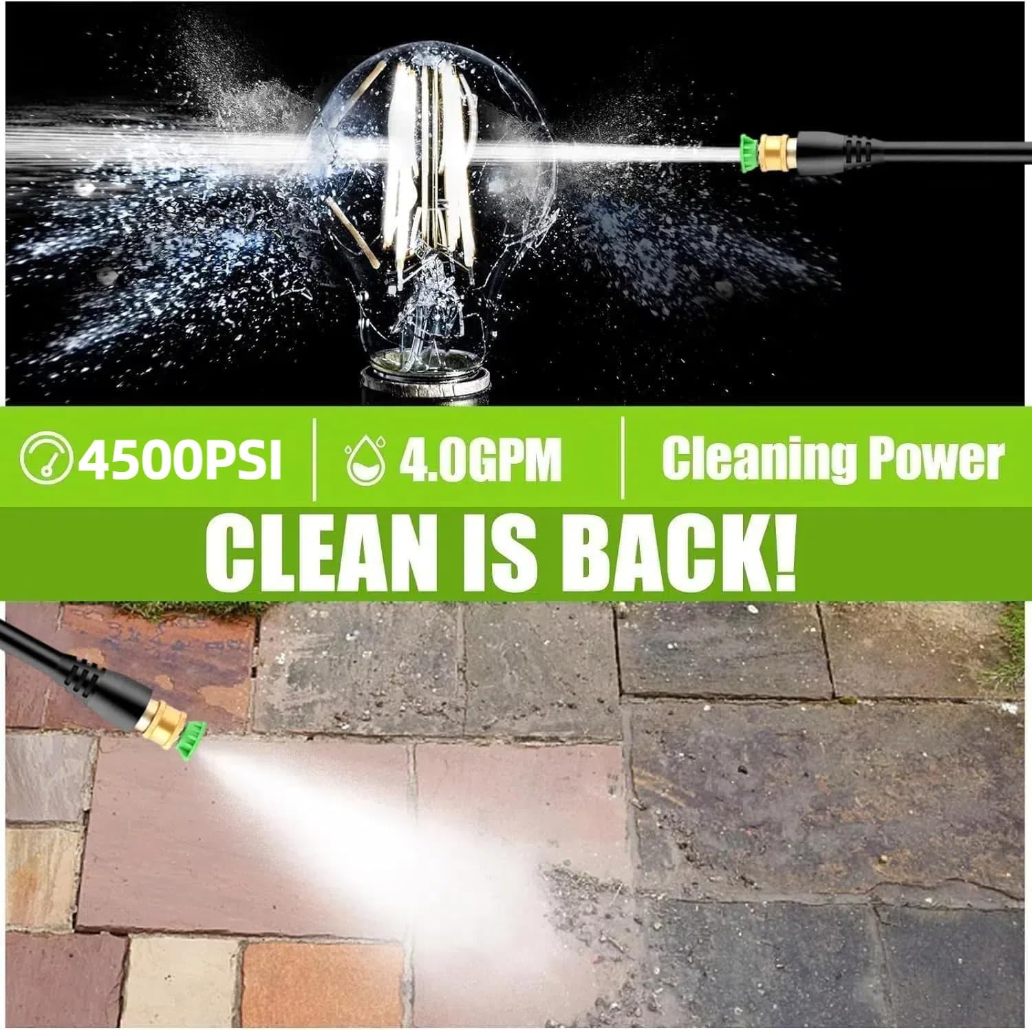 4800 PSI Pressure Cleaner- 4.0 GPM High Power Cleaner with 33FT Hose Reel, 4 Spray Tips and Soap Bottle for Car Washing, Fence Cleaning, Patio Maintenance（Upgraded） (Blue)
