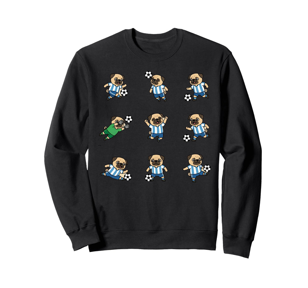 Pug Soccer Player Funny Dog Sweatshirt - Custom Art Print for Adults