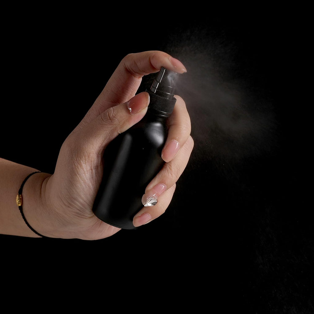 Frosted Black Glass Small Spray Bottle 2 oz 24 Packs,Fine Mist Sprayer Small Clear Bottles,Refillable Containers mini spray bottles for Cleaning Solutions and Skin Care (Frosted Black 24pcs)