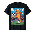 Cat Cat Gang Japanese Cat Playing Soccer T-Shirt - Unique Graphic Unisex
