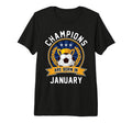 Champions Are Born January Football T-Shirt - Minimalist Print for Adults