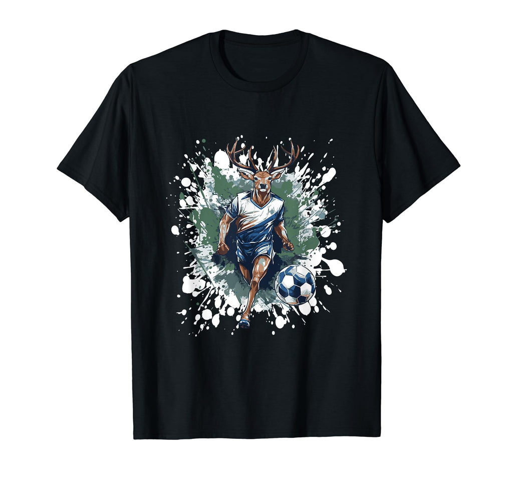 Deer Playing Soccer Funny Animal T-Shirt - Aesthetic Graphic for Adults