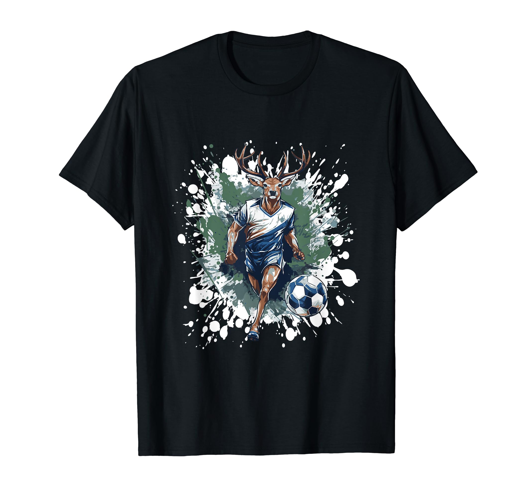 Deer Playing Soccer Funny Animal T-Shirt - Aesthetic Graphic for Adults