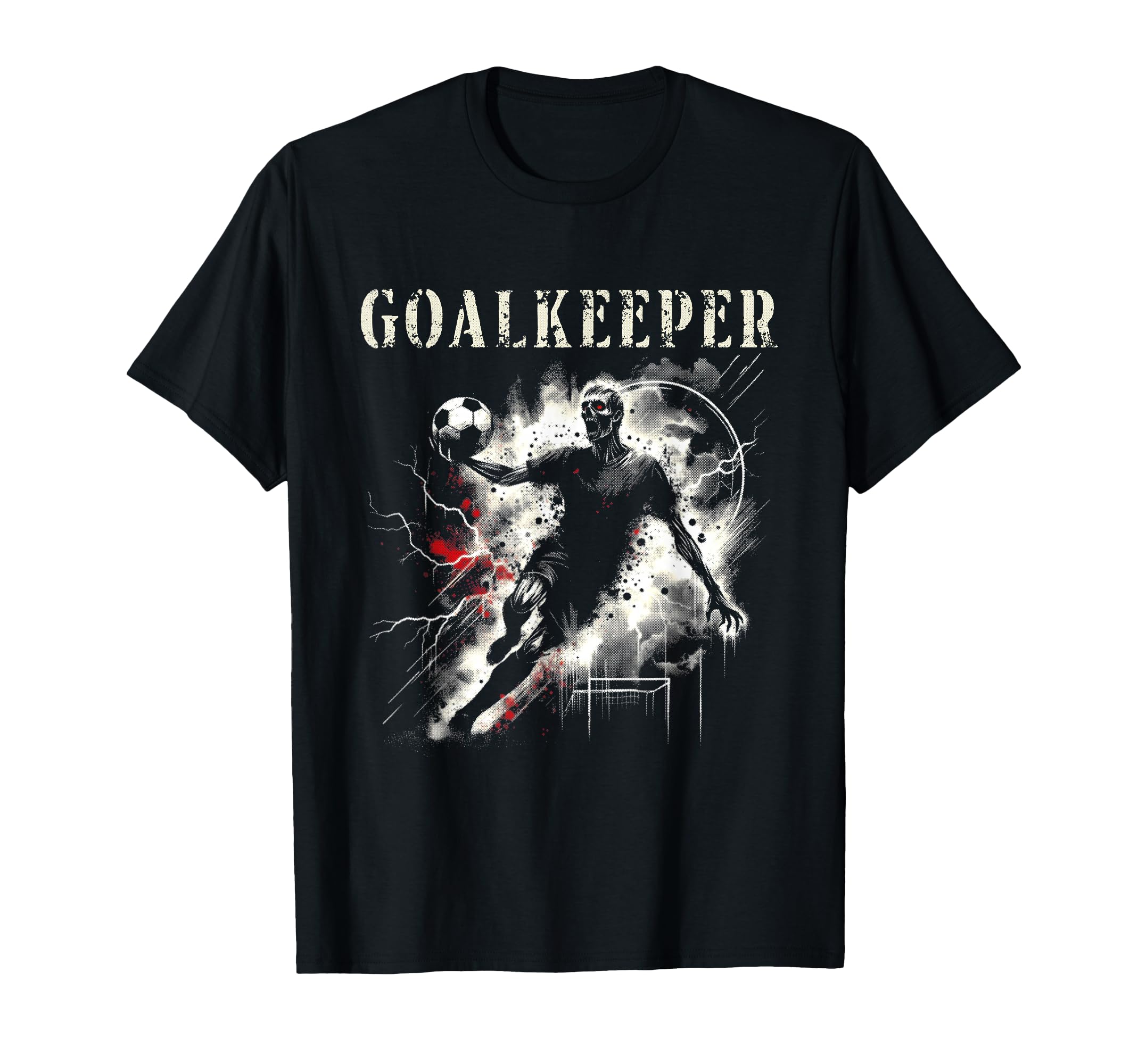 Zombie Goalkeeper Creepy Soccer T-Shirt - Streetwear Style for Adults