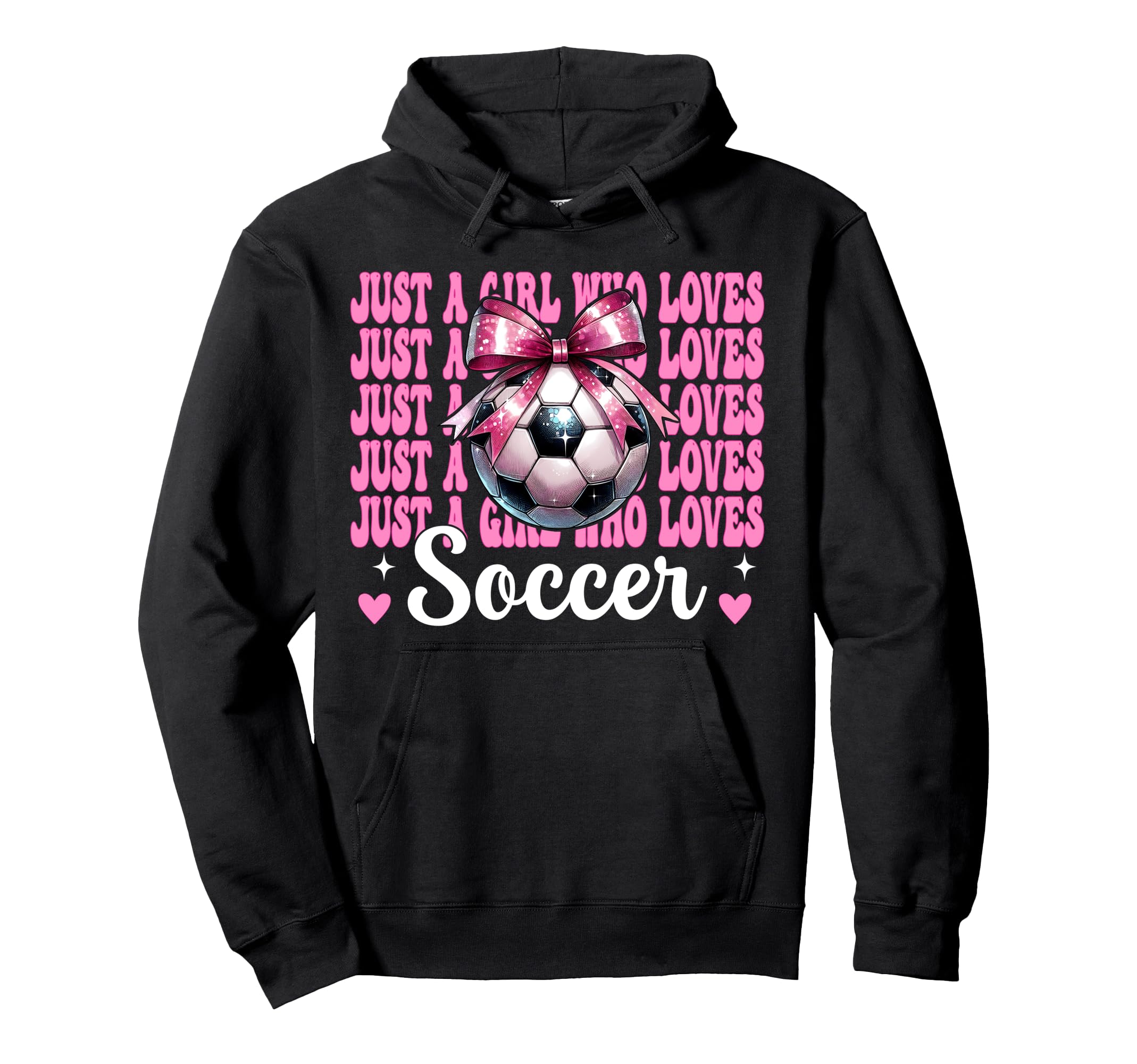 Just Who Loves Soccer Coquette Bow Hoodie - Trendy Graphic for Adults