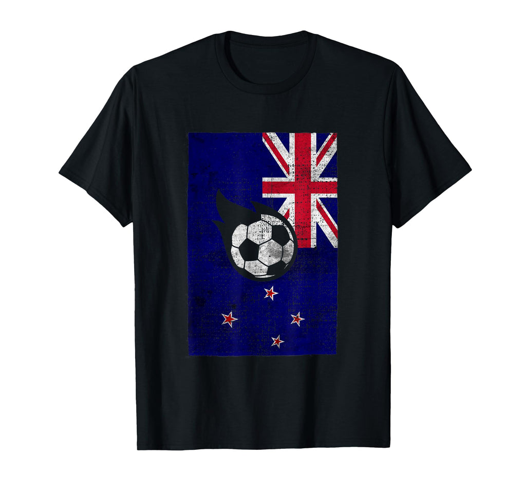 New Zealand Soccer Football Flag Grunge Art T-Shirt - Trendy Graphic Unisex