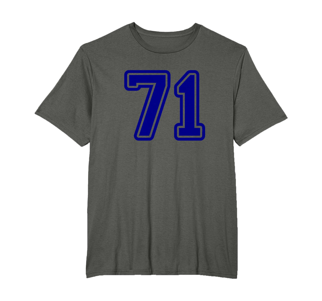 Number 71 Sport Blue Varsity Number T-Shirt - Custom Art Print for Adults