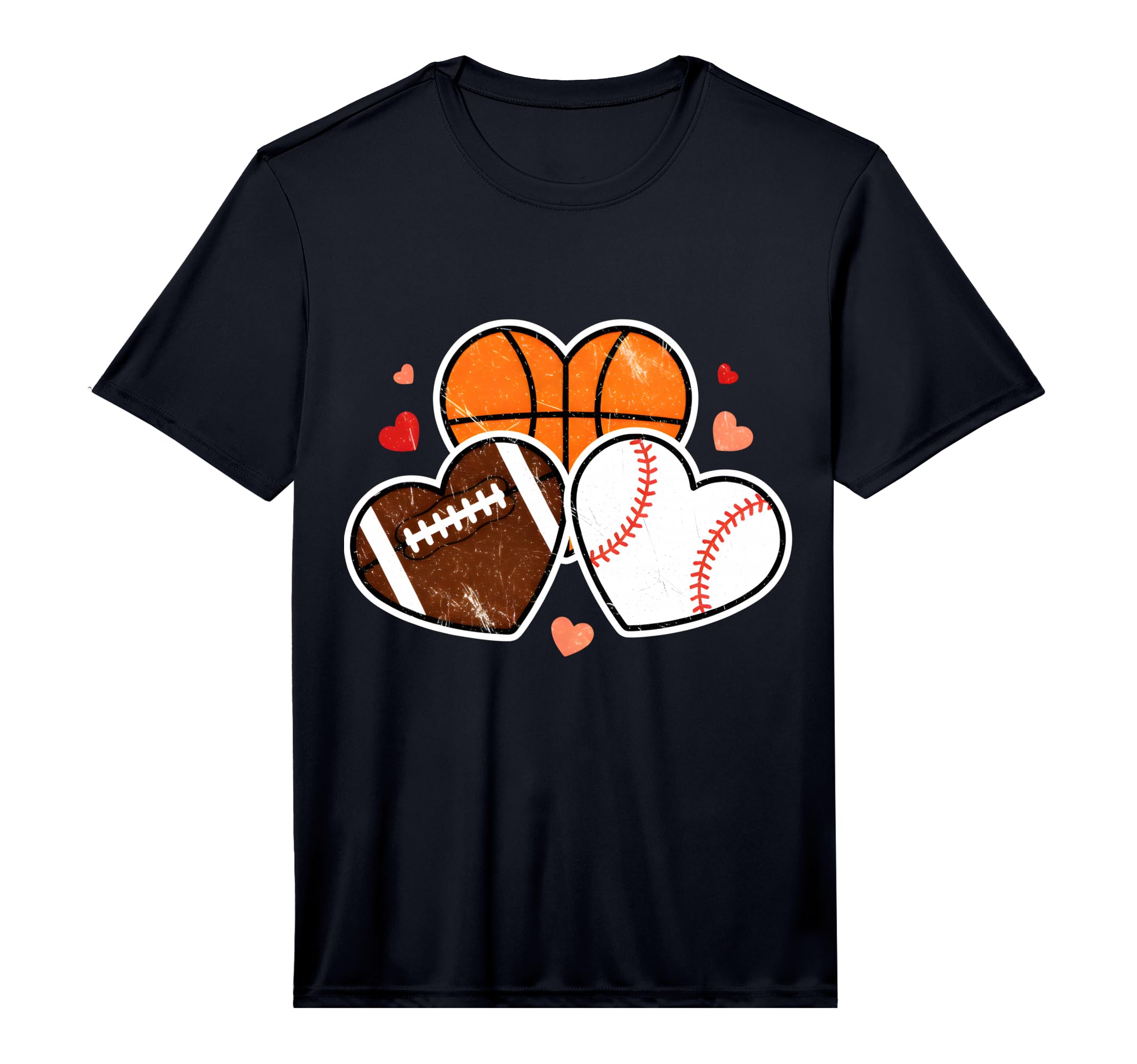 Heart Football Basketball Soccer T-Shirt - Trendy Graphic Men Women