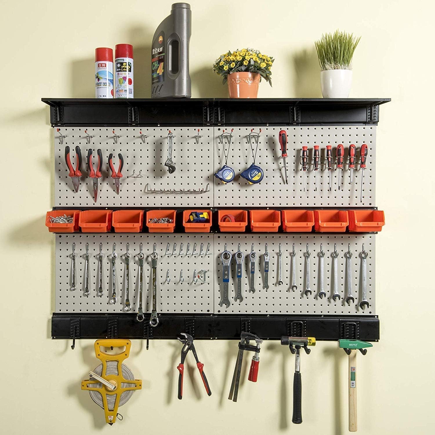 Ultrawall Pegboard Wall Organizer, 48X 36 inch Garage Storage Pegboard with Hooks Storage Bins Tool Board Panel Tool Organizer, 72pcs