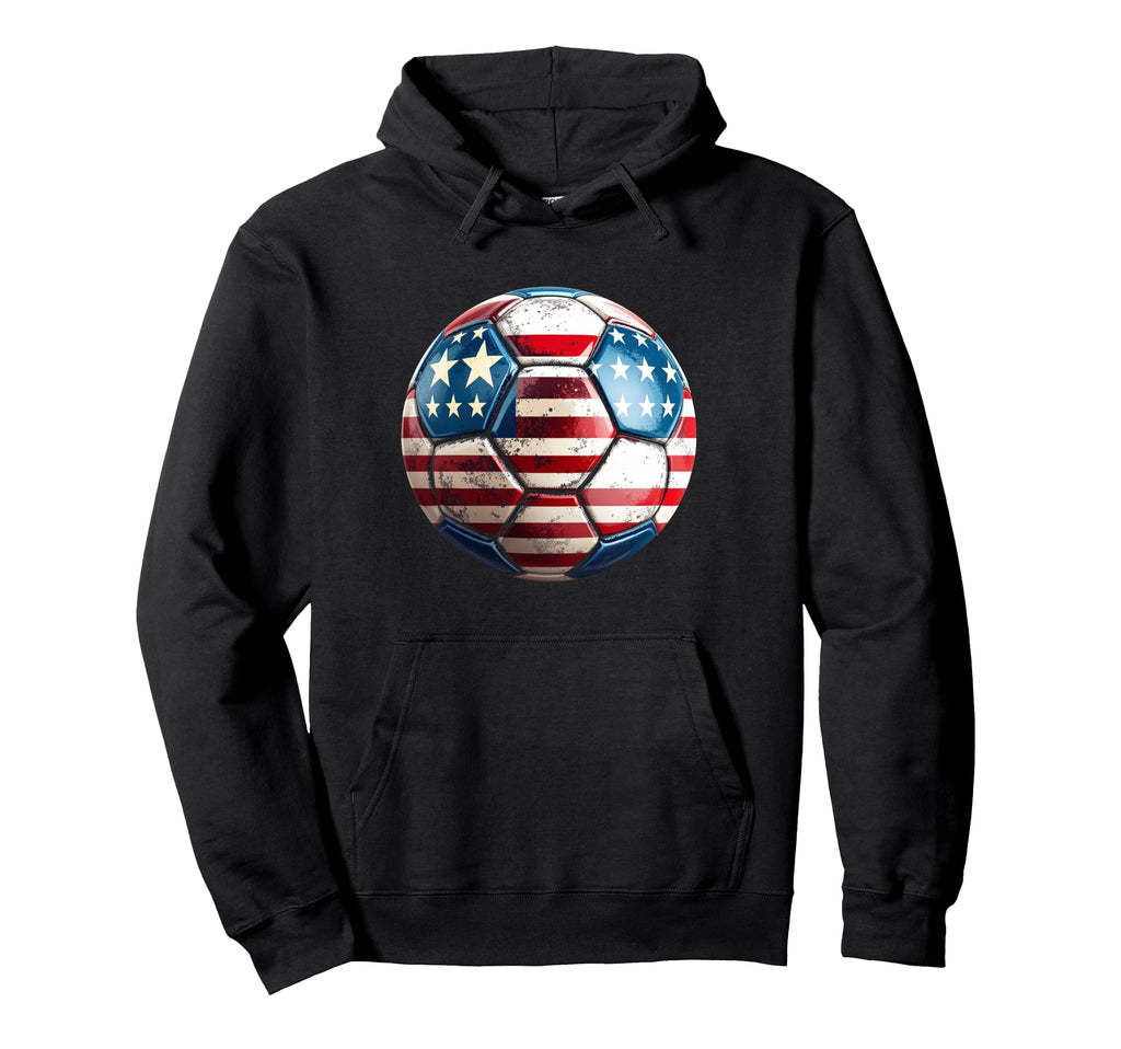 American Flag Soccer Ball Hoodie - Minimalist Print for Adults