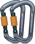 Auto Locking Rock Climbing Carabiner Clips, Heavy Duty Asymmetrical Carabiner Connector Used for Rappelling Rescue Outdoor Climbing, Mountaineer, Hammock, Camping