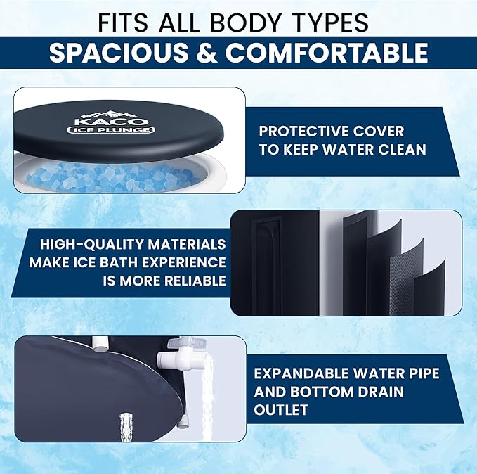 Ice Plunge Tub – Large Insulated Ice Bath for Cold Water Therapy – 100 Gallon Portable Ice Barrel for Athletes, Recovery & Wellness – Durable PVC, Easy Setup, Leakproof & Spacious