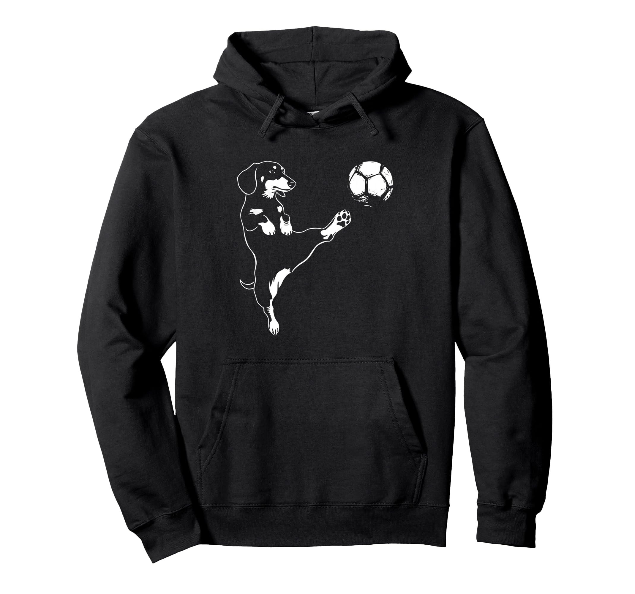 Dachshund Soccer Dog Kicking Ball Hoodie - Casual Everyday Wear Unisex
