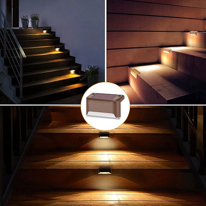 Solar Deck Lights Outdoor, 16 Pack Solar Step Lights LED Waterproof Patio Decor Solar Lights for Outside Railing, Stairs, Fence, Post, Yard and Driveway, Warm White