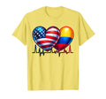 Usa Colombia Heartbeat America T-Shirt - Custom Art Print Men Women