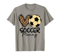 Soccer Mammy Heart Leopard Matching Family T-Shirt - Novelty Apparel Unisex